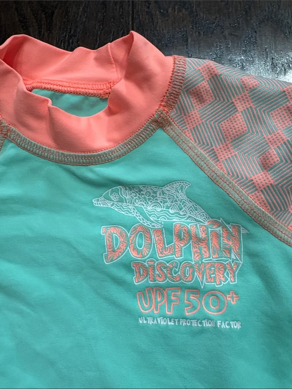 Girls' Mint & Coral UPF 50+ Long Sleeve Rash Guard
